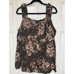 Torrid Floral Cold Shoulder Top Smocked Blouse Boho Comfortable‎ Plus Size 3